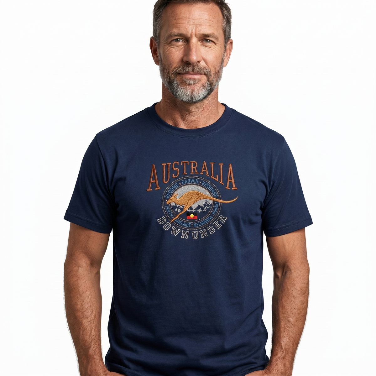 Adult Australia Kangaroo T Shirt Australia Day Souvenir Tee Top 100% Cotton - Navy - S