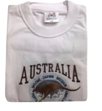Adult Australia Kangaroo T Shirt Australia Day Souvenir Tee Top 100% Cotton - White - S