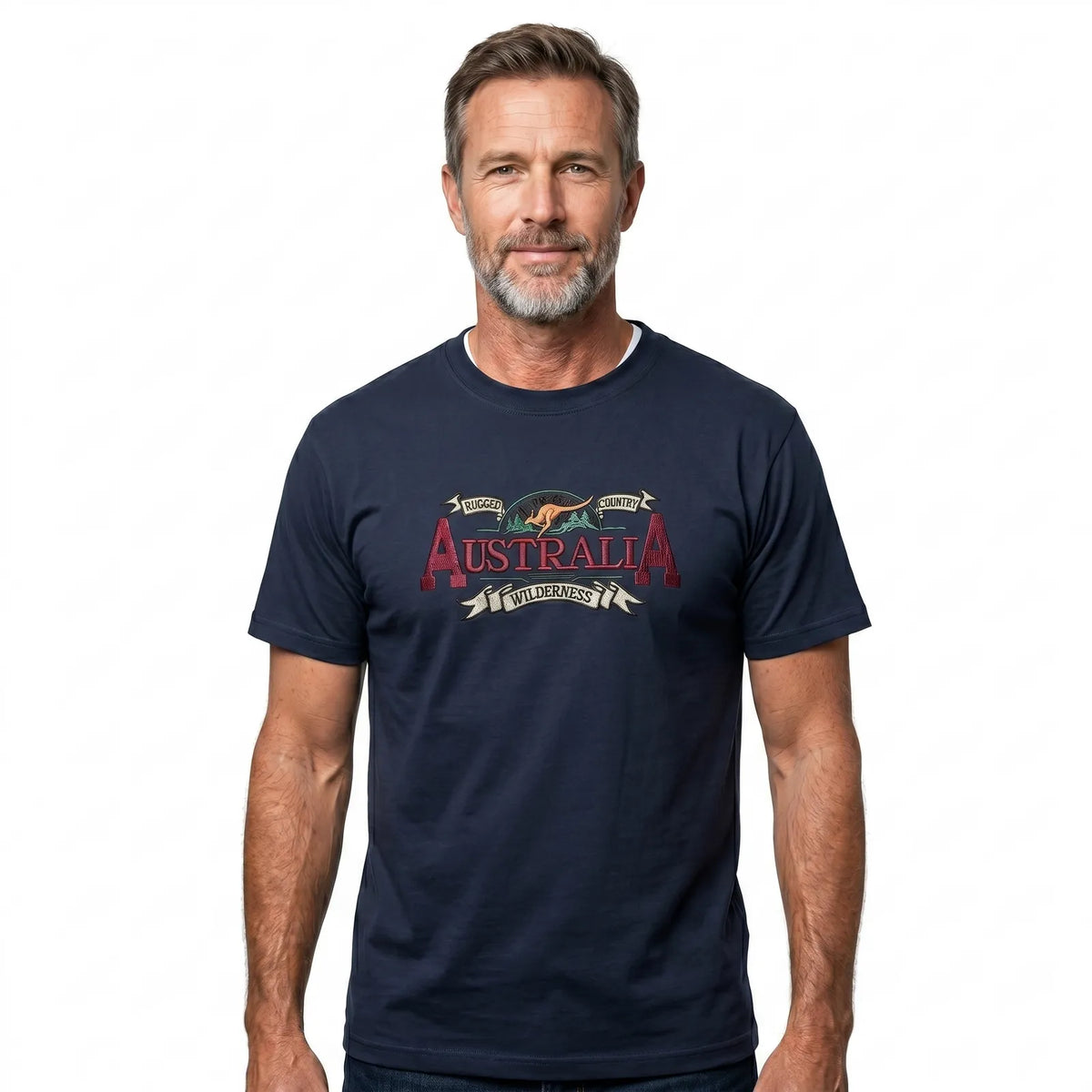 Mens Australia Wilderness T Shirt Souvenir Tee Top 100% Cotton - Navy Blue - S
