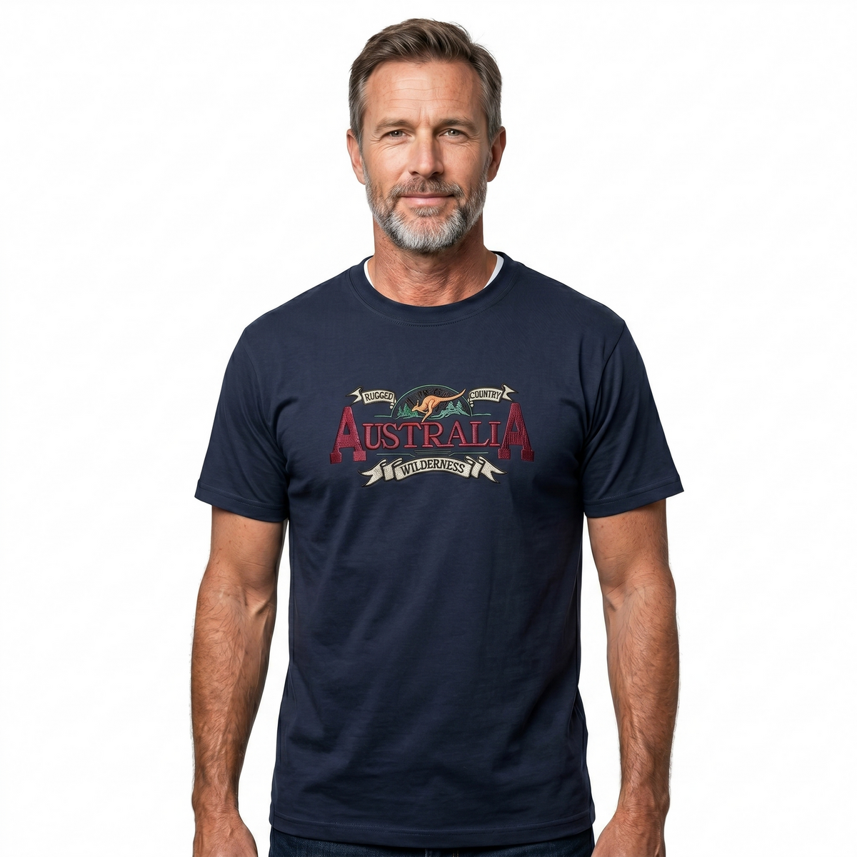 Mens Australia Wilderness T Shirt Souvenir Tee Top 100% Cotton - Navy Blue - XL