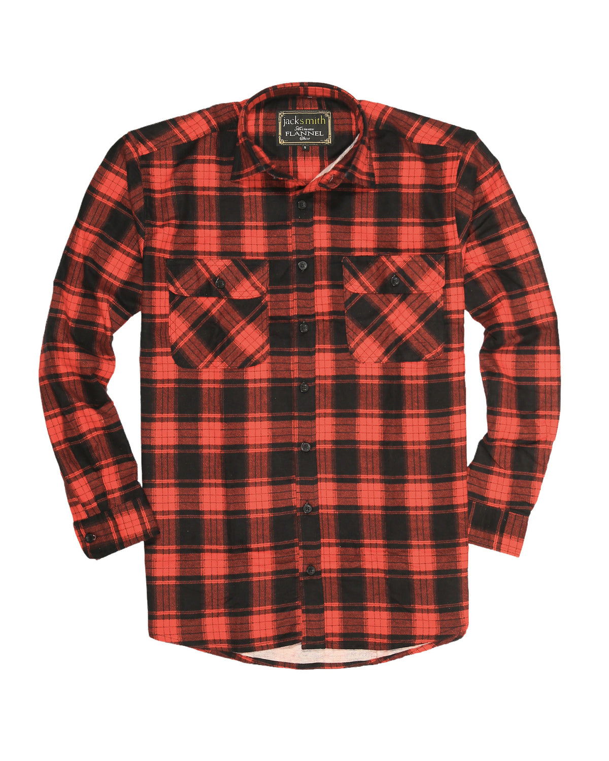 Mens Flannelette Long Sleeve Shirt 100% Cotton Check Authentic Flannel - Full Placket - Red  - 8XL