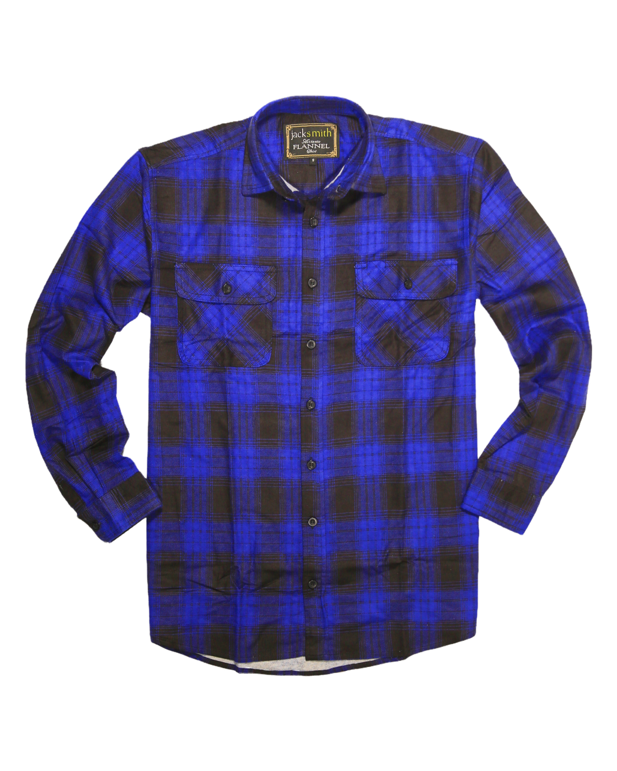 Mens Flannelette Long Sleeve Shirt 100% Cotton Check Authentic Flannel - Full Placket - Royal Blue  - 3XL