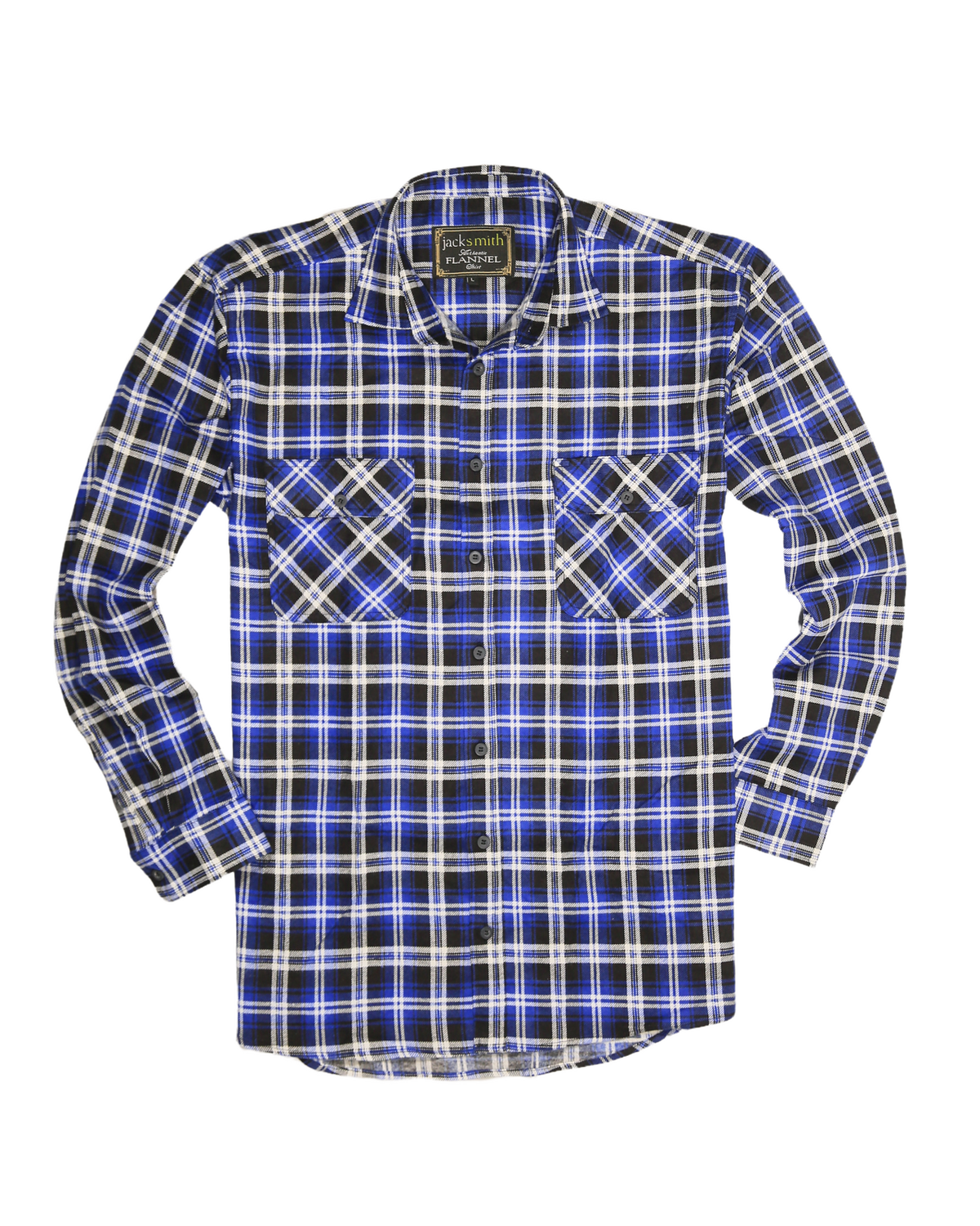 Mens 100% Cotton Flannelette Shirt Long Sleeve Check Authentic Flannel - Denim - XL