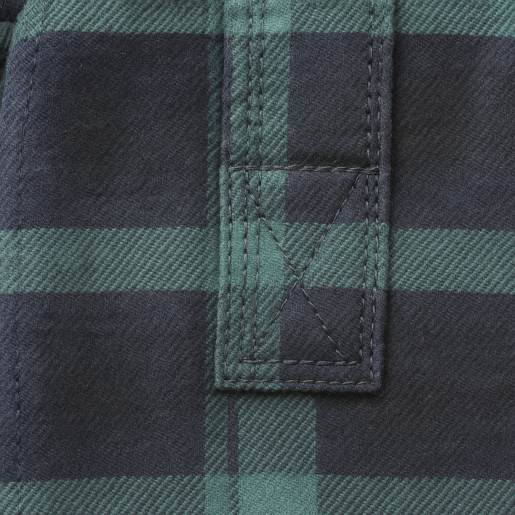 Mens Flannelette Long Sleeve Pullover Shirt 100% Cotton Flannel - Half Placket - Green/Navy - 4XL