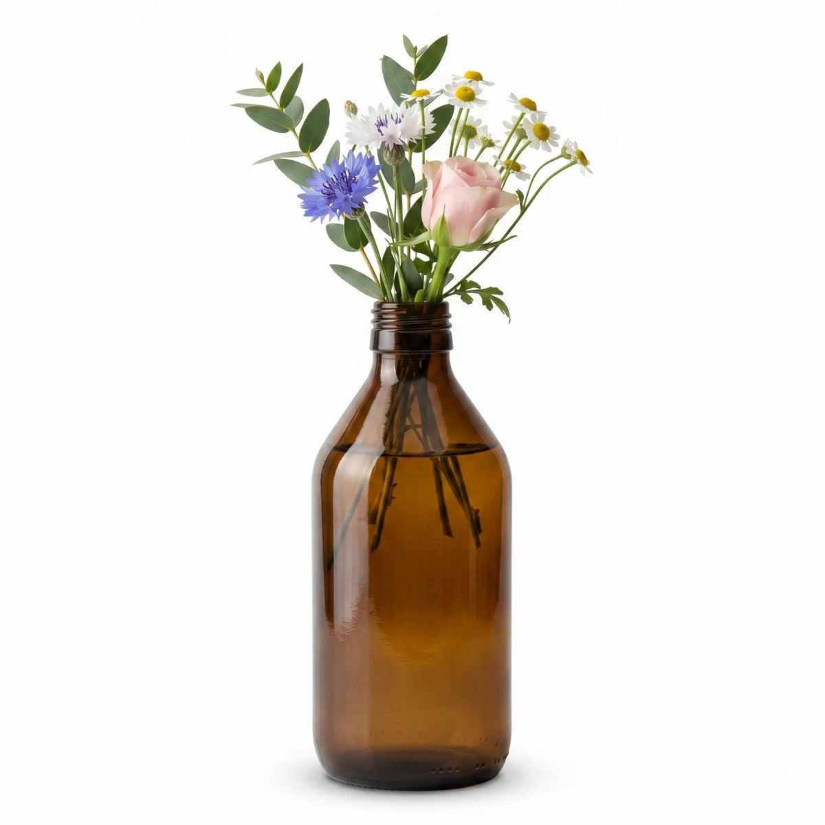 600ml Vintage Brown Glass Vase without Lid/Cap (Flowers not included)