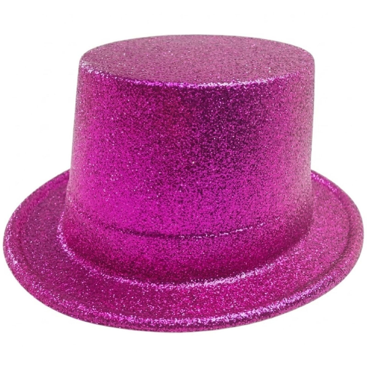Glitter Top Hat Adult Costume Fancy Dress Party Plastic Tall Hat - Hot Pink