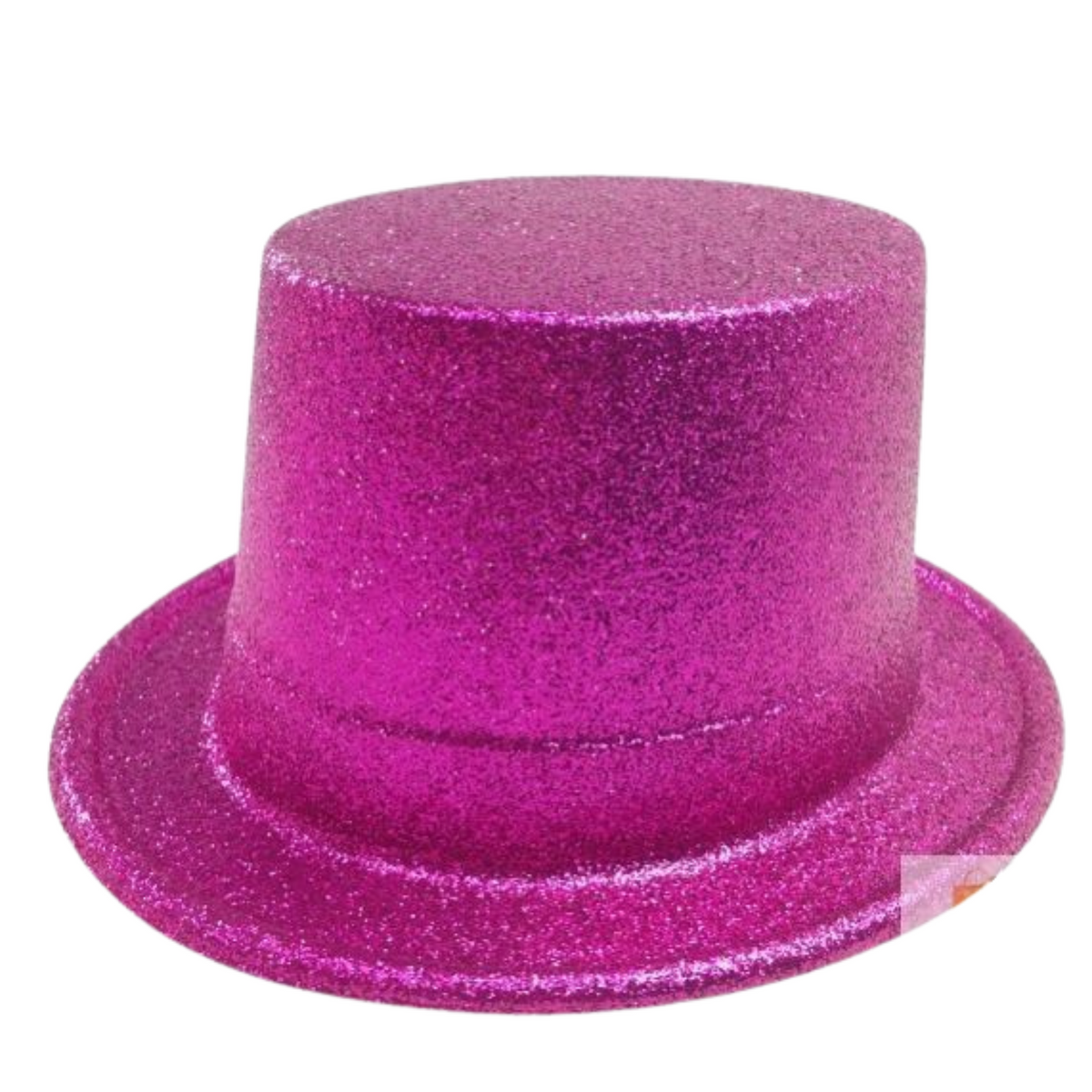 Glitter Top Hat Adult Costume Fancy Dress Party Plastic Tall Hat - Hot Pink