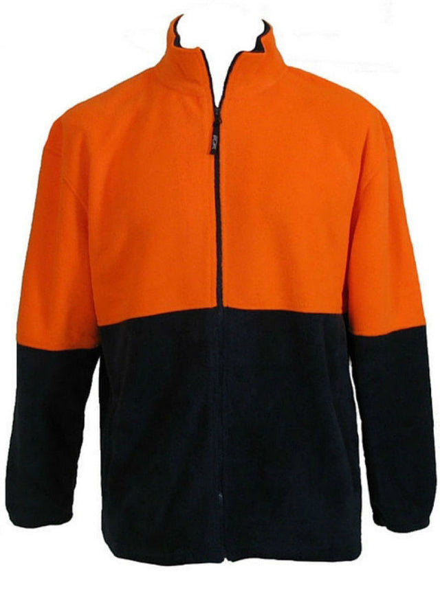 Hi Vis Polar Fleece Full Zip Safety Workwear Fleecy Jacket Unisex - Orange - 4XL