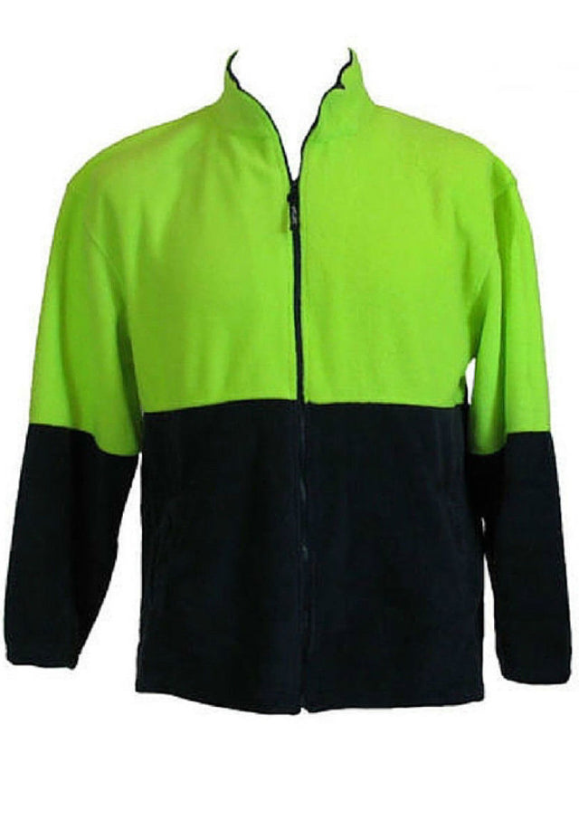 Hi Vis Polar Fleece Full Zip Safety Workwear Fleecy Jacket Unisex - Yellow - M