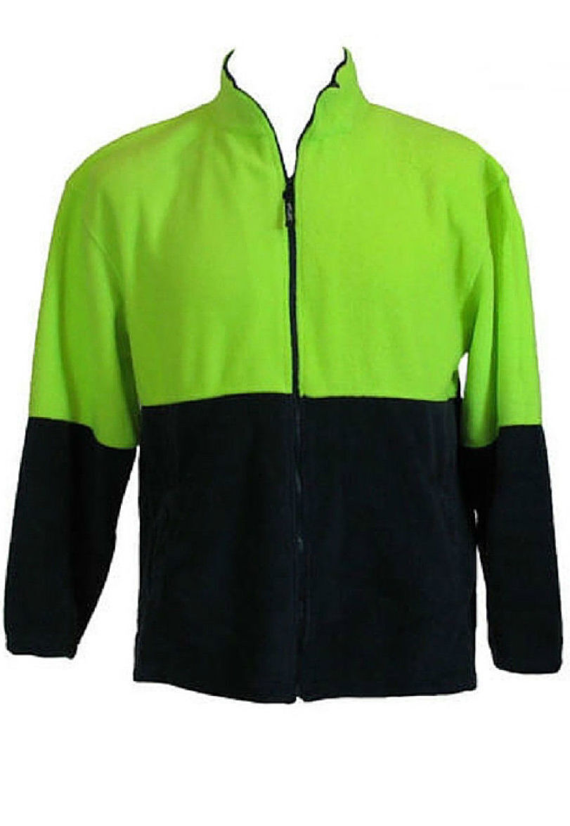 Hi Vis Polar Fleece Full Zip Safety Workwear Fleecy Jacket Unisex - Yellow - S