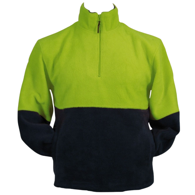 HI VIS POLAR FLEECE Jumper 1 2 Half Zip Safety Workwear Jacket Unisex Yellow XS