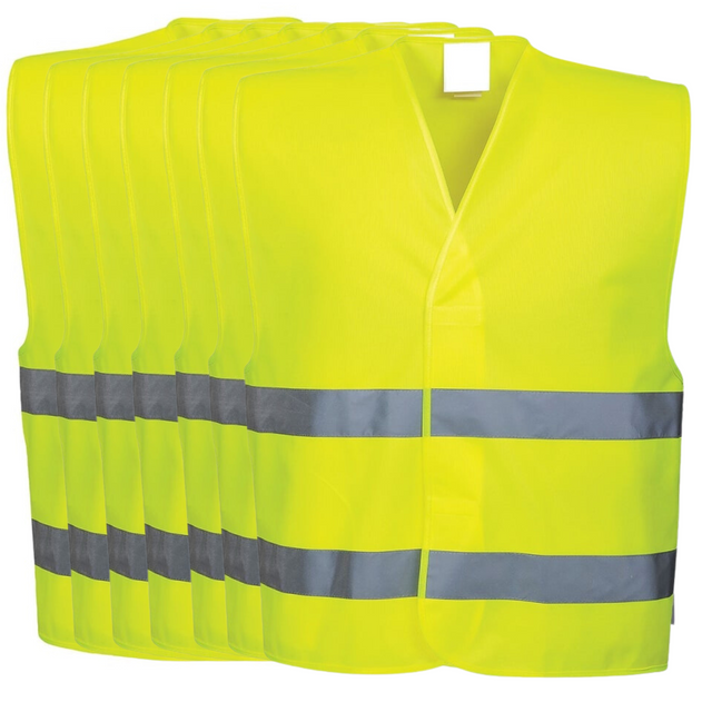 10x Hi Vis Safety Vest Reflective Tape Workwear Night Day Bulk Yellow One Size