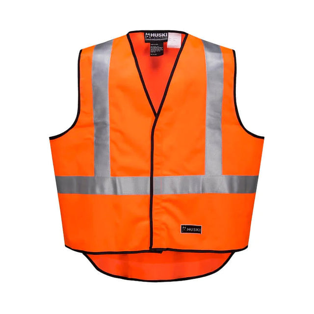 HUSKI Hi Vis Patrol Vest 3M Reflective Tape Safety High Visibility Orange XL