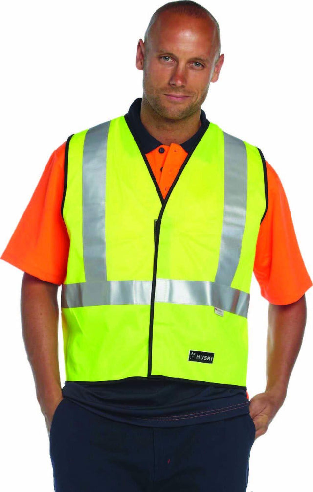HUSKI Hi Vis Patrol Vest 3M Reflective Tape Safety High Visibility Yellow L
