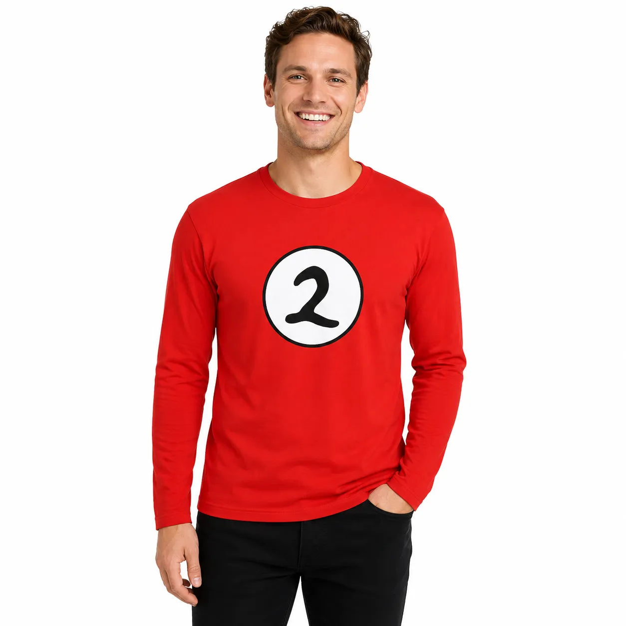 Adult Cat In The Hat Thing 2 Long Sleeve Red Top Costume Book Week - M