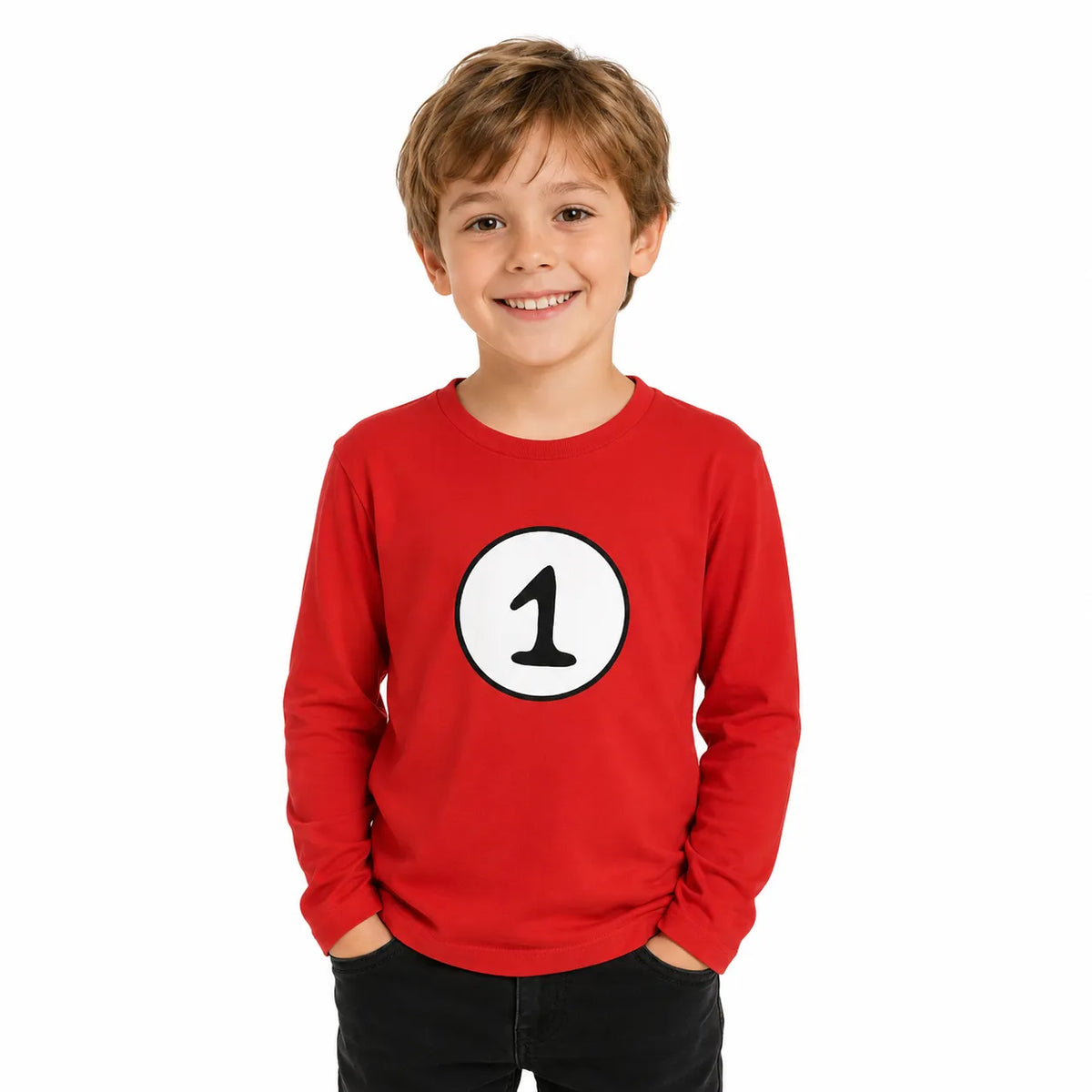 Kids Cat In The Hat Thing 1 Dr Seuss Red Top Party Costume Book Week Childrens - L (10-12 Years Old)