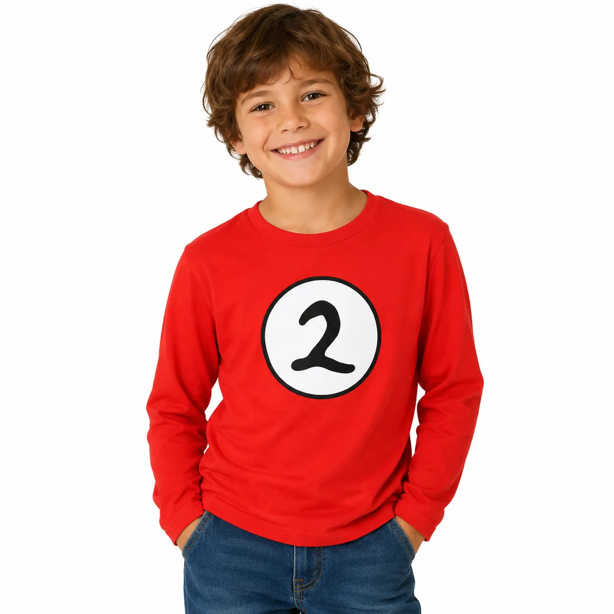 Kids Cat In The Hat Thing 2 Long Sleeve Red Top Party Costume Book Week - L (10-12 Years Old)