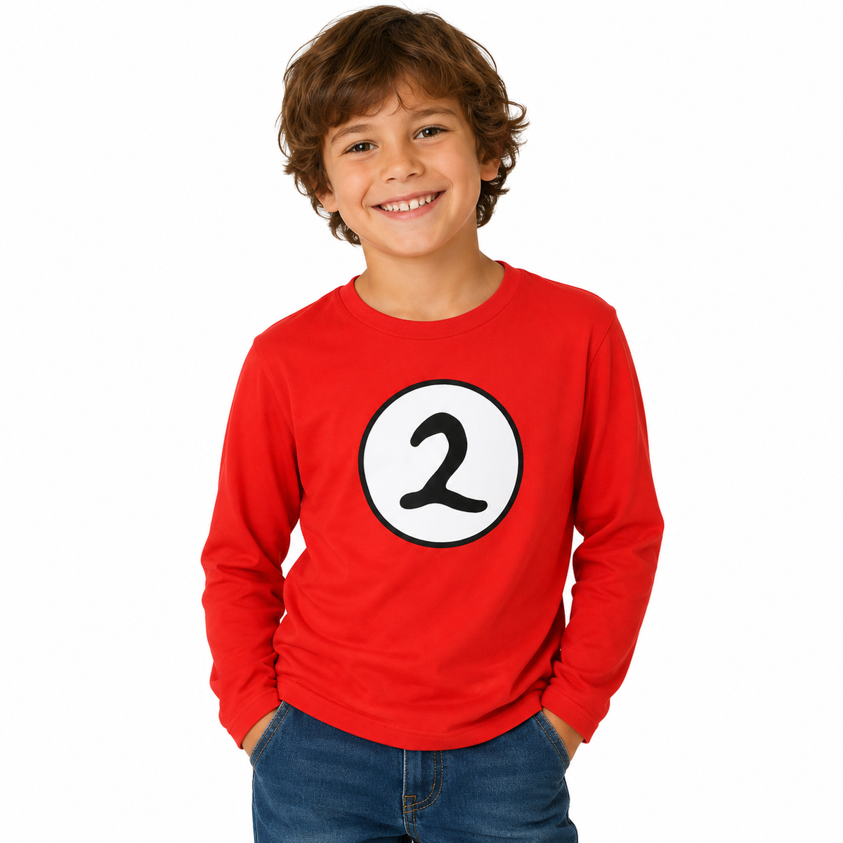 Kids Cat In The Hat Thing 2 Long Sleeve Red Top Party Costume Book Week - S (4-5 Years Old)