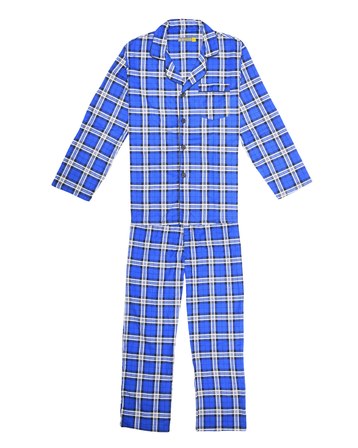 Mens Flannelette Pyjama Set Sleepwear Soft 100% Cotton PJs Two Piece Pajamas - Blue - 6XL
