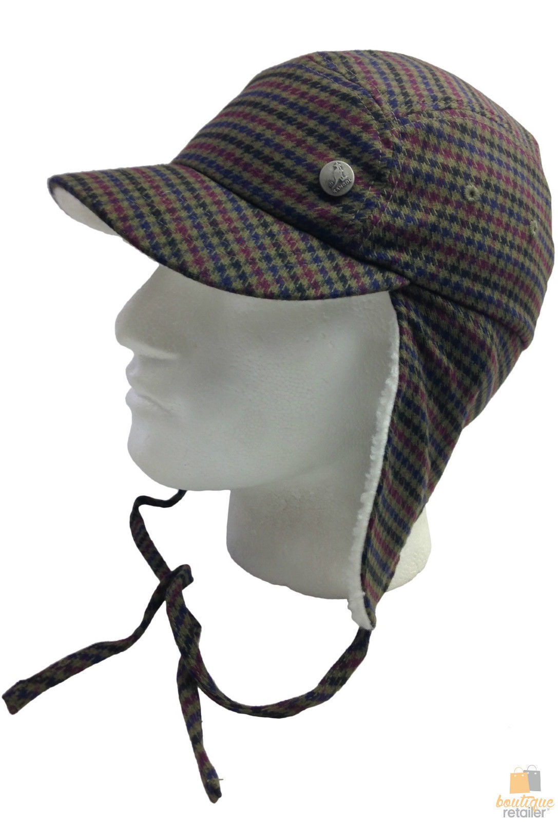 Plaid Supre Trapper Ushanka Hat Sherpa Lined Winter Ear Flap Cap - Army Green - L/XL