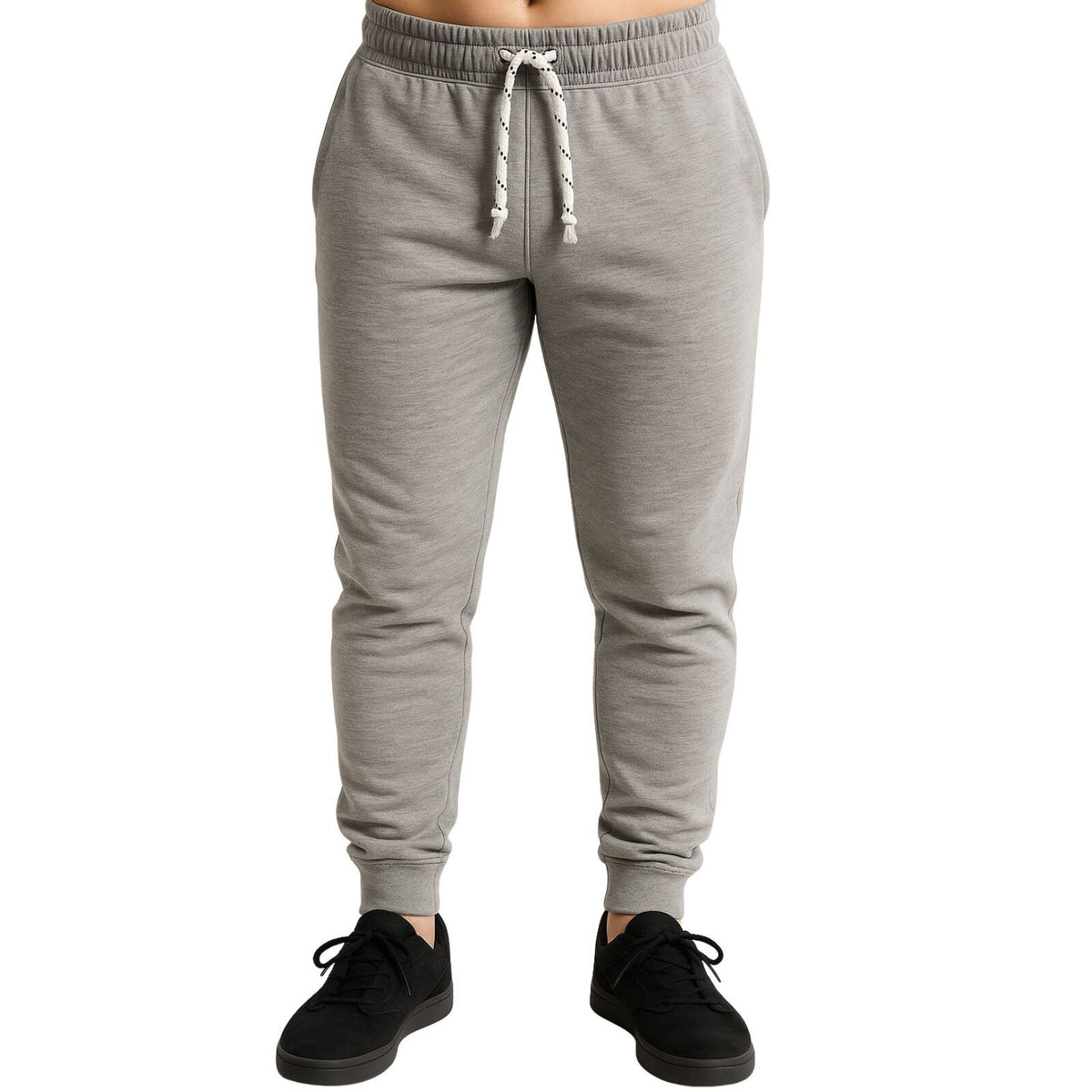 Mens Skinny Track Pants Slim Fit Joggers Gym Cuffed Sports Trousers - Grey - XXL