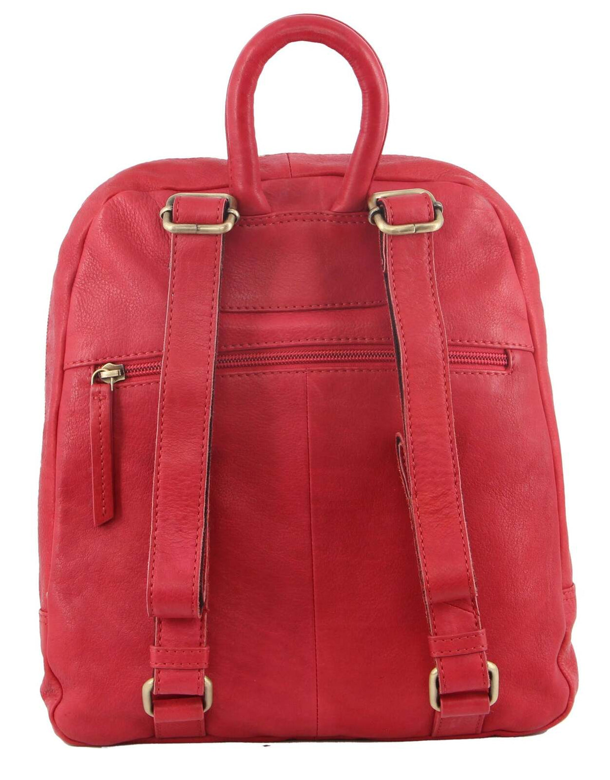 Pierre Cardin Womens Woven Soft Leather Backpack Bag Travel - Red