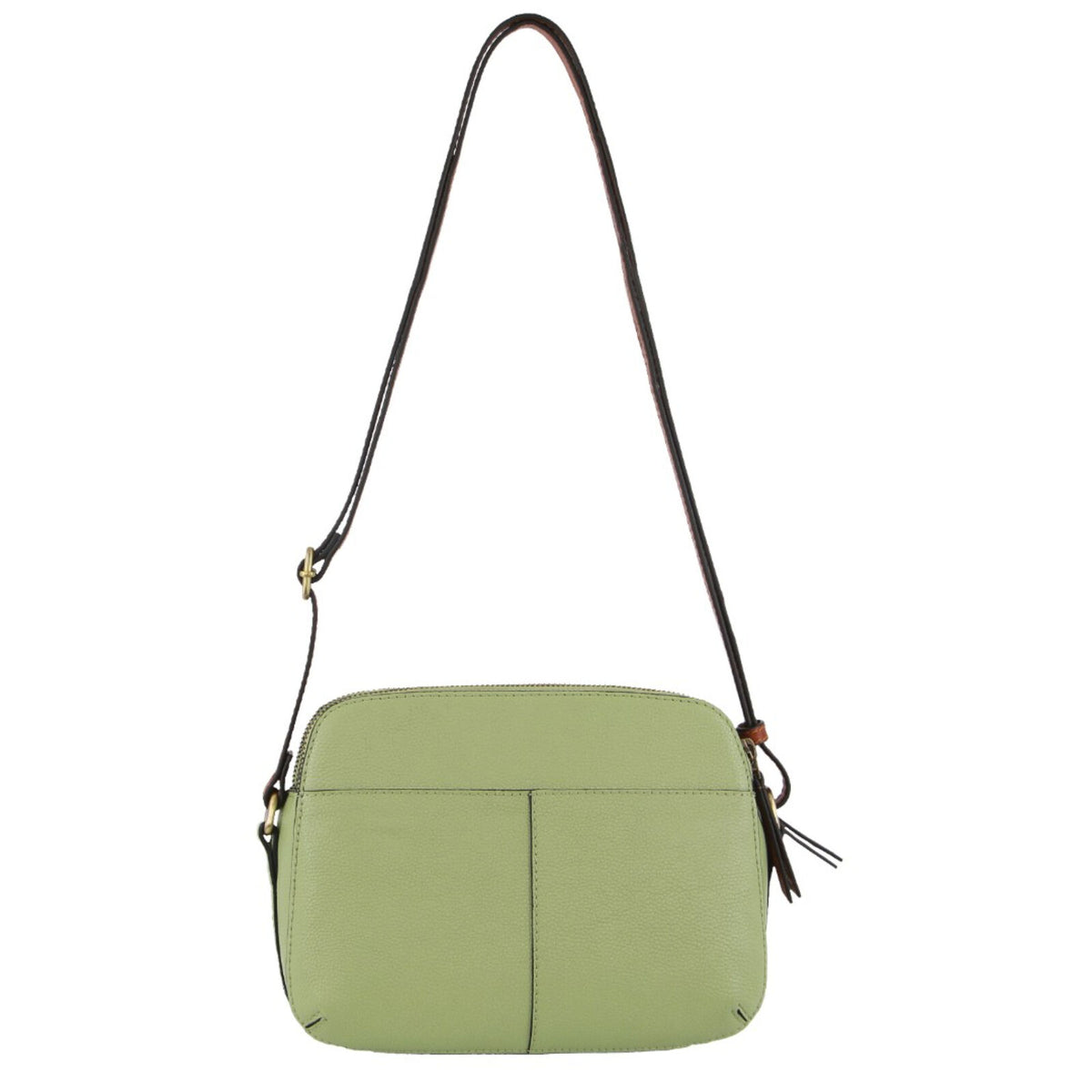 Pierre Cardin Leather Cross Body Bag Dual Zip Strap Shoulder Clutch in Jade