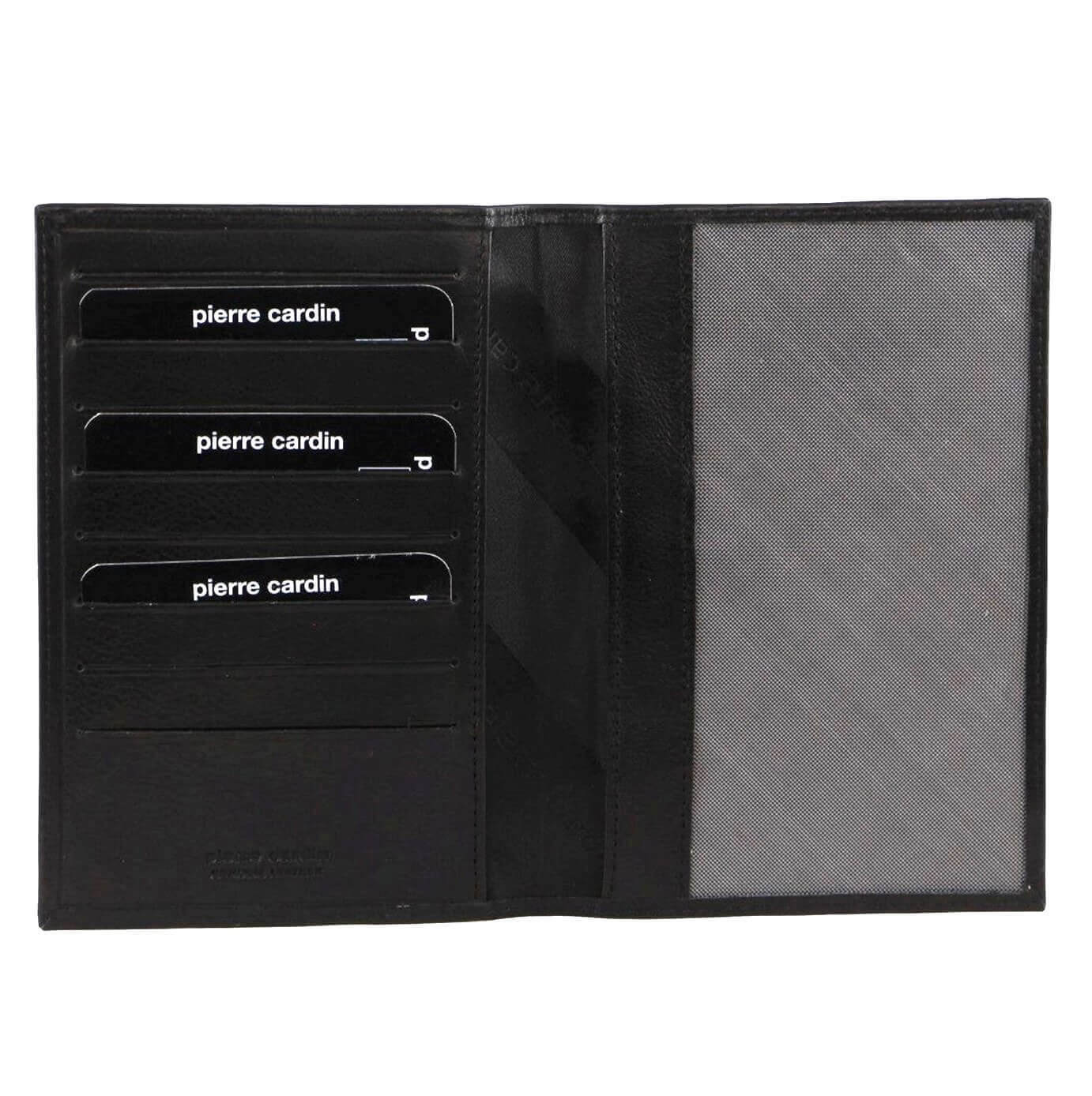 Pierre Cardin Leather Passport Holder Cover Travel Wallet w/ RFID Protection - Black