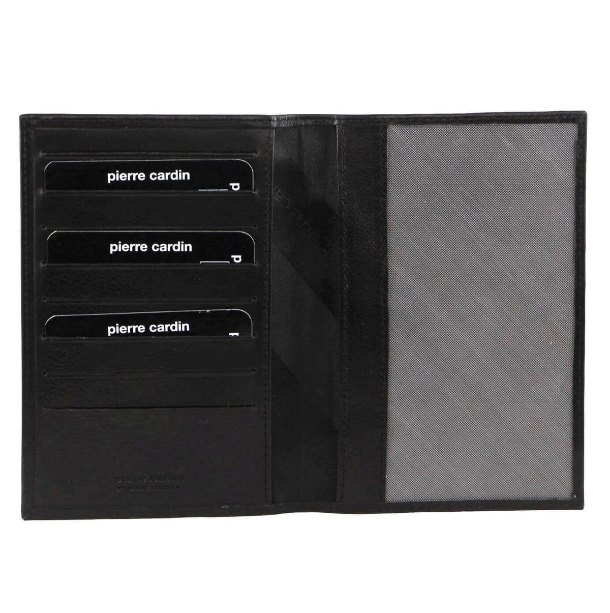 Pierre Cardin Leather Passport Holder Cover Travel Wallet w/ RFID Protection - Black