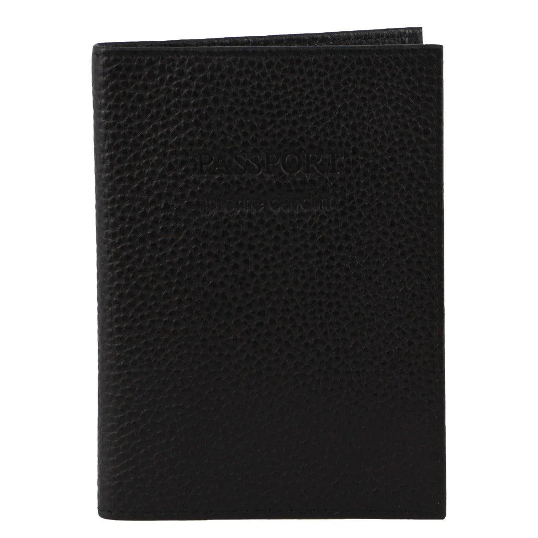 Pierre Cardin Slim Leather Passport Travel Wallet Holder RFID Case Cover - Black