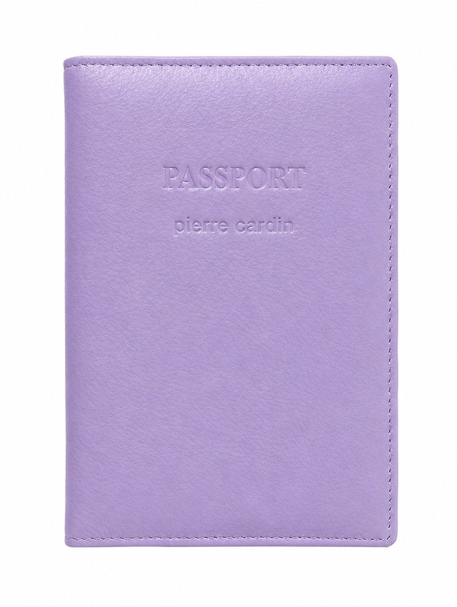 Pierre Cardin Slim Leather Passport Wallet Holder RFID Case Cover - Lilac