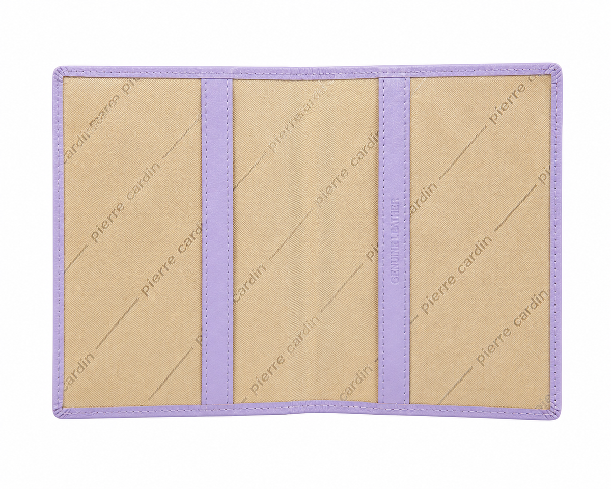 Pierre Cardin Slim Leather Passport Wallet Holder RFID Case Cover - Lilac