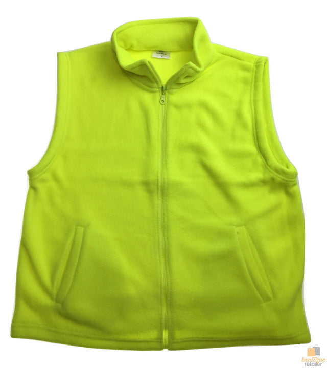 PLAIN HI VIS Polar Fleece Vest Full Zip Safety Workwear Fleecy Fluro Yellow L