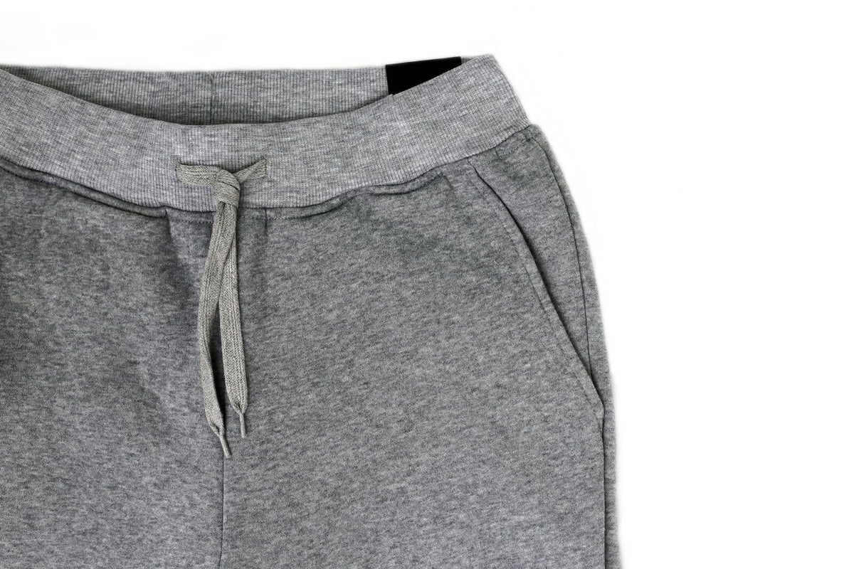 Mens Skinny Track Pants Joggers Trousers Gym Casual Sweat Cuffed Slim Trackies Fleece - Heather Grey - L