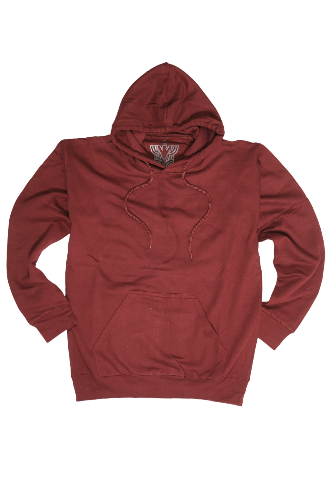 Mens Hoodie 100% Cotton Fleece Pullover Sweatshirt Warm Jumper - Maroon/Burgundy - L