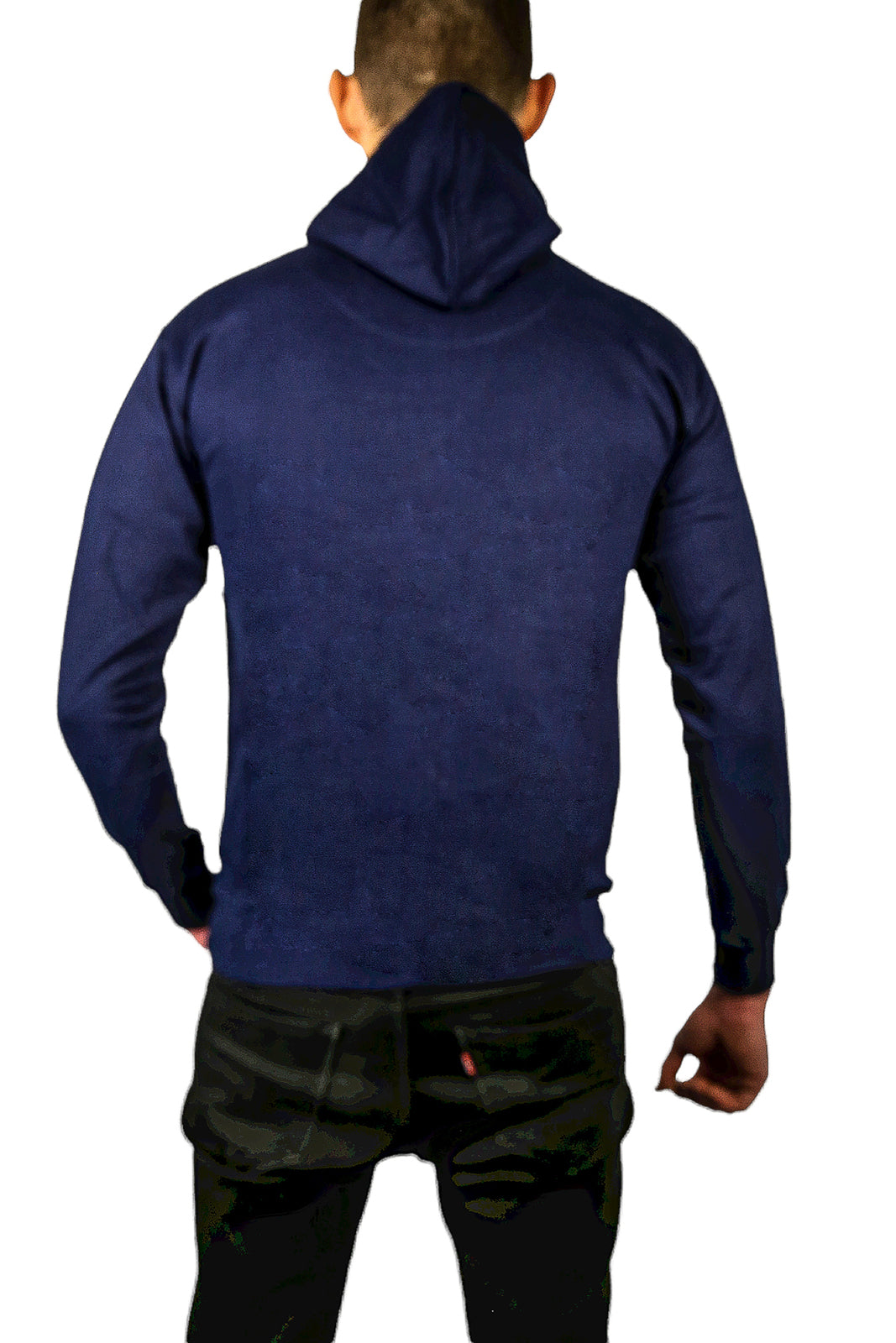 Mens Hoodie 100% Cotton Fleece Pullover Sweatshirt Warm Jumper - Navy - M