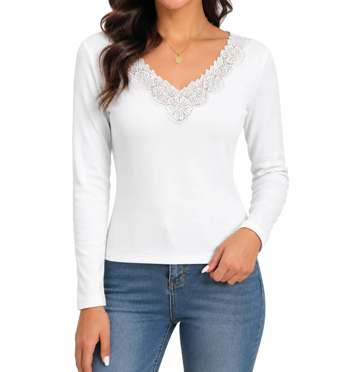Womens Thermal Cotton Long Sleeve Spencer Tops Long Sleeve Underwear in White - 16-18