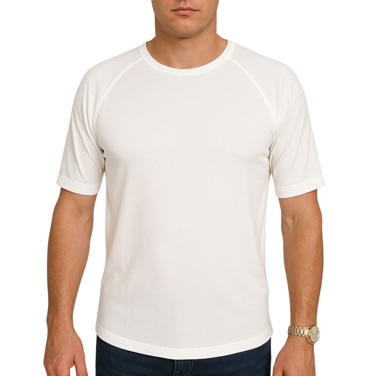 Mens Merino Wool Blend Thermal Top Short Sleeve Base Layer Warm - Natural - M