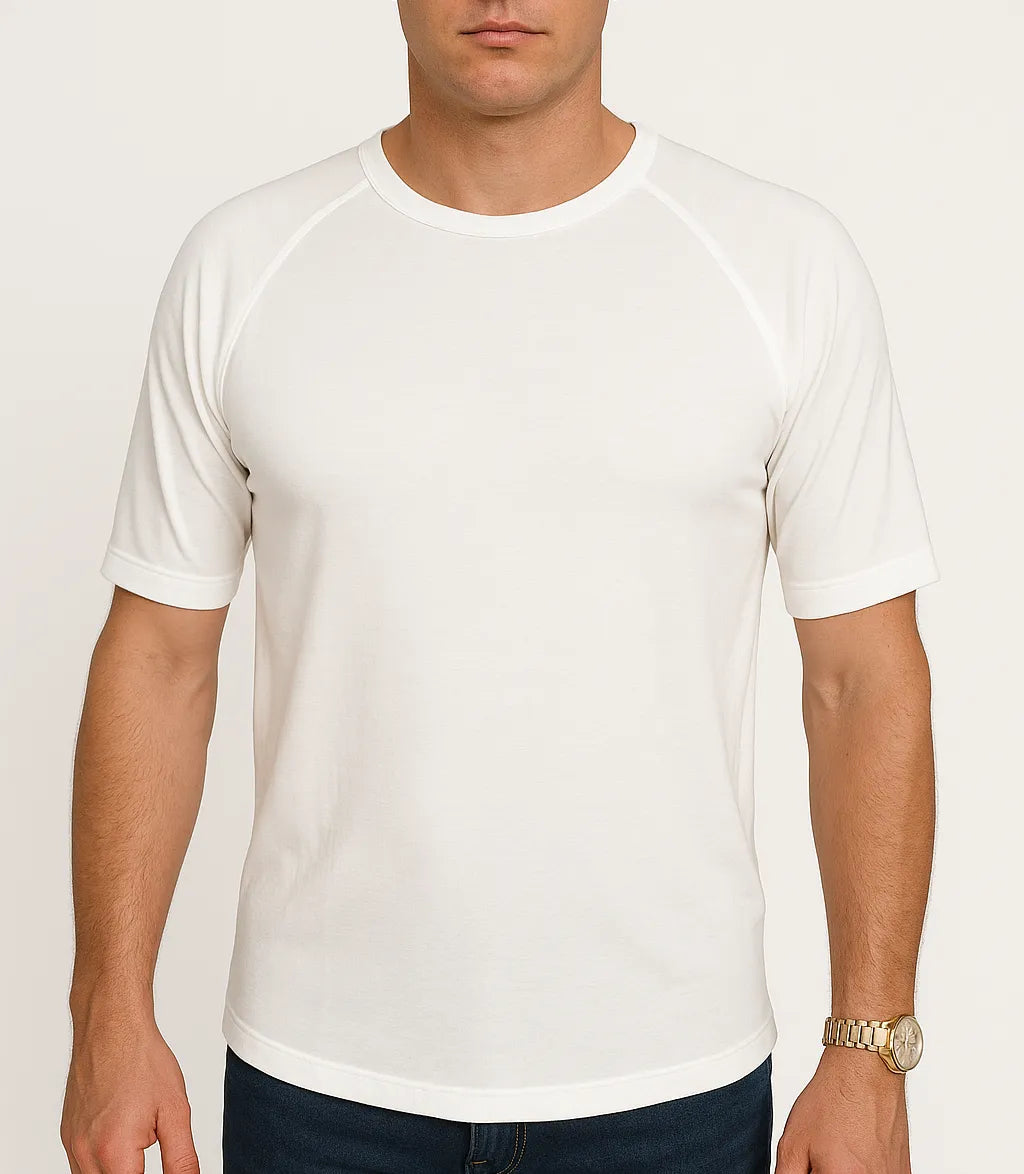 Mens Merino Wool Blend Thermal Top Short Sleeve Base Layer Warm - Natural - S