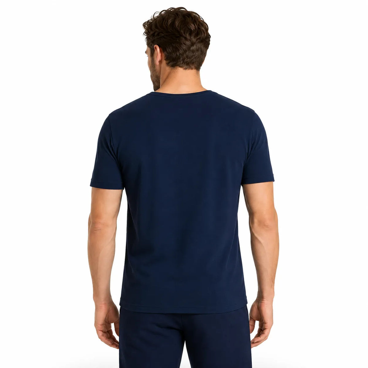 Mens Thermal Short Sleeve Top Cotton Blend Baselayer Underwear T Shirt - Navy - S