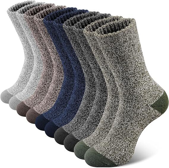6 Pairs Heavy Duty Wool Blend Work Socks Extra Thick Cushion in Assorted Colours - 6-11