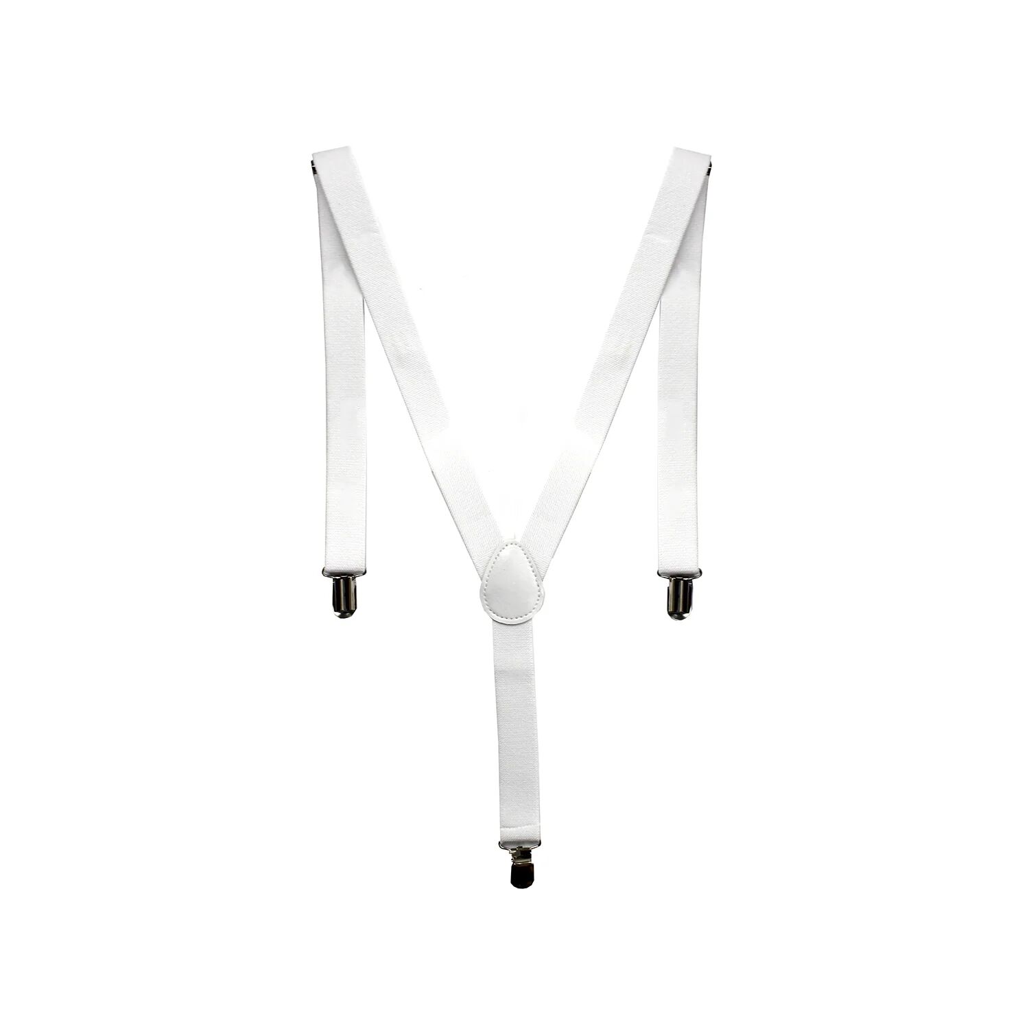 Mens Suspenders Braces Adjustable Strong Clip On Elastic Formal Wedding Slim - White