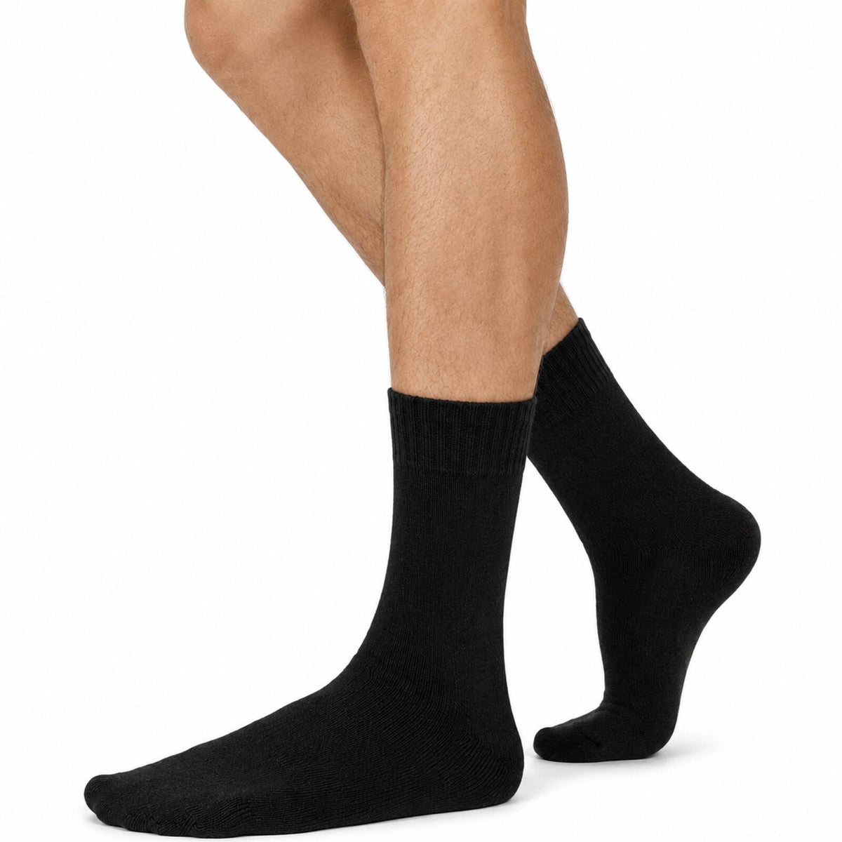 Merino Wool Mens Thermal Diabetic Socks Loose Top Circulation 1 Pair - Black - 7-11