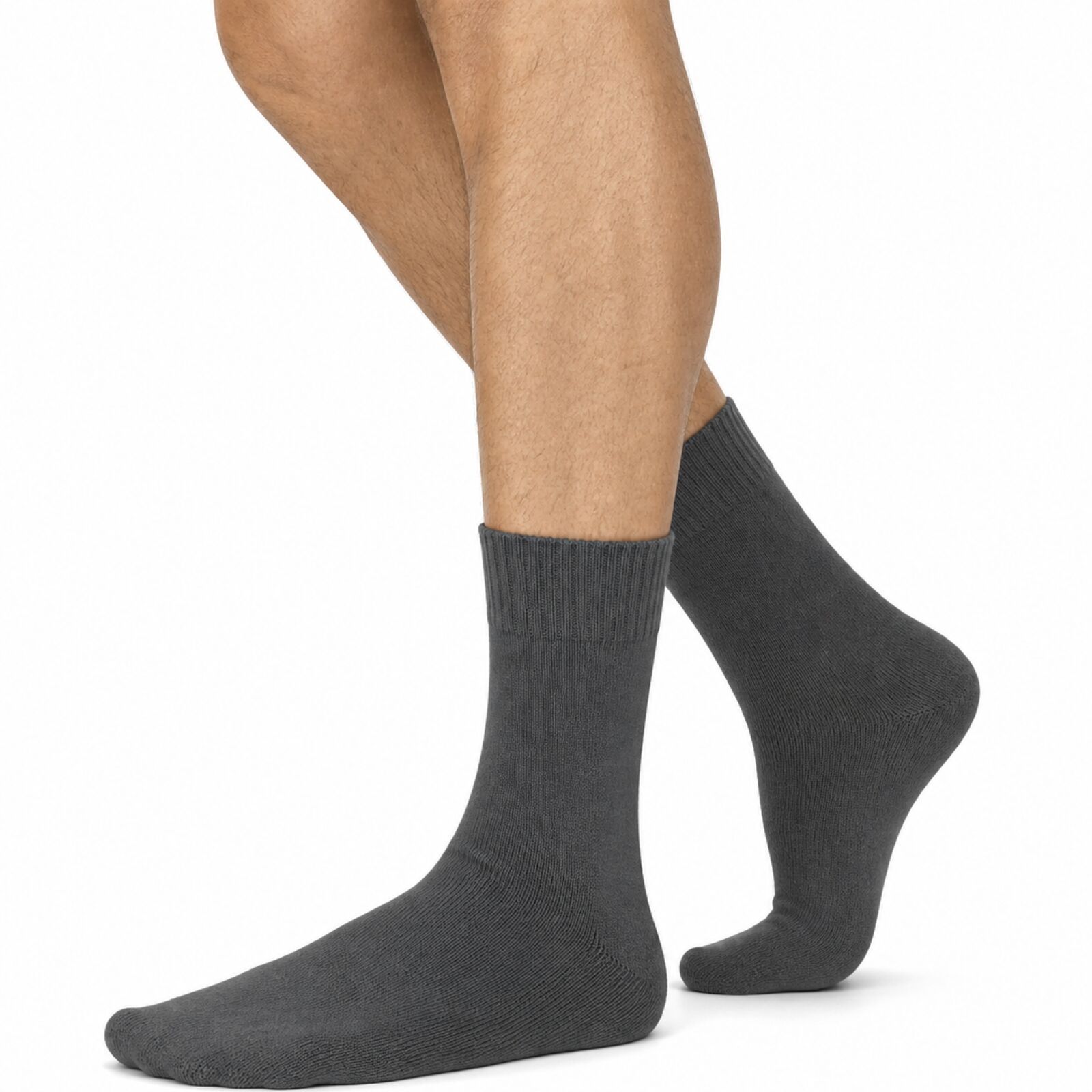 Merino Wool Mens Thermal Diabetic Socks Loose Top Circulation 1 Pair - Grey - 7-11
