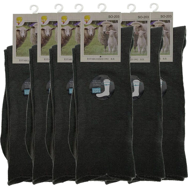 Merino Wool Mens Thermal Diabetic Socks Loose Top Circulation 6 Pairs Grey 2-8