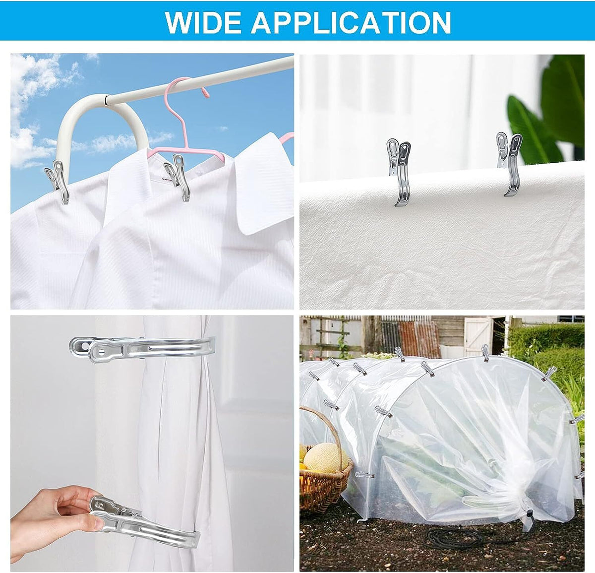 6x STAINLESS STEEL CLOTHES PEGS Laundry Clips Washing Line Clothespin