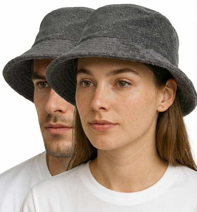 Stingy Brim Terry Towelling Bucket Hat Daggy Fishing 100 COTTON Grey L XL