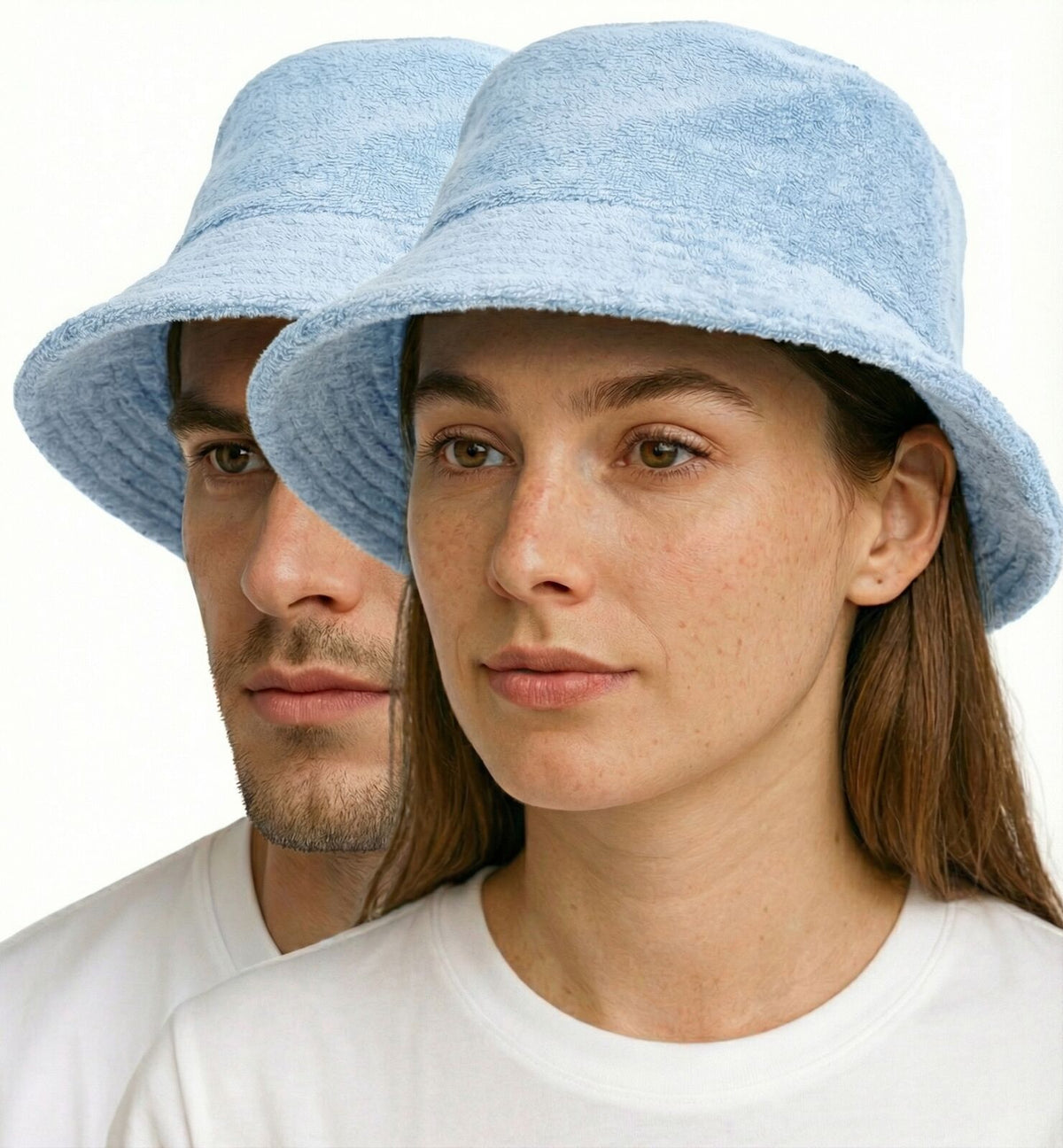 Stingy Brim Terry Towelling Bucket Hat Daggy Fishing Camping Lad Cap 100% COTTON - Sky Blue - S/M