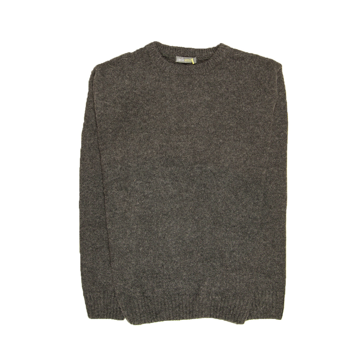 Mens 100% Shetland Ragg Wool Round Neck Knit Jumper Pullover Crew Sweater - Charcoal - M