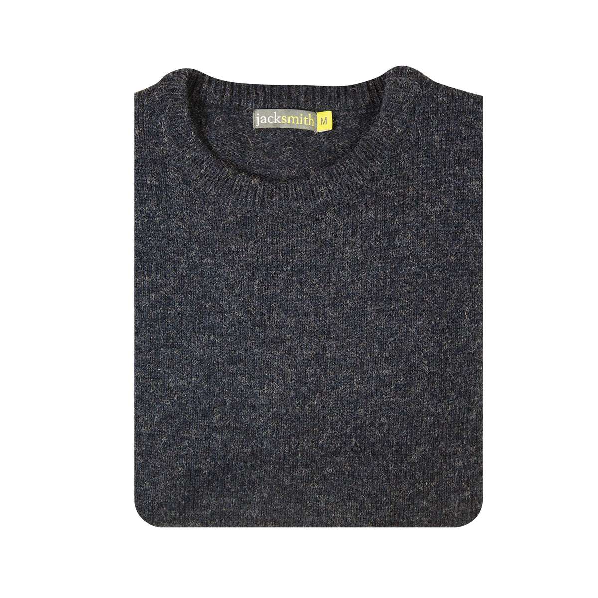 100% SHETLAND RAGG WOOL CREW Round Neck Knit JUMPER Pullover Mens Sweater Knitted - Navy - S